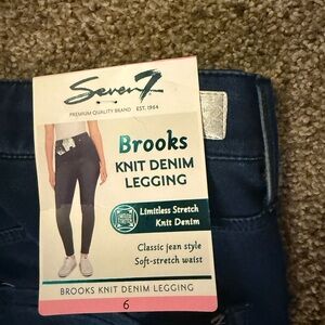 Seven7 Brooks Knit Denim Leggings - Dark Blue